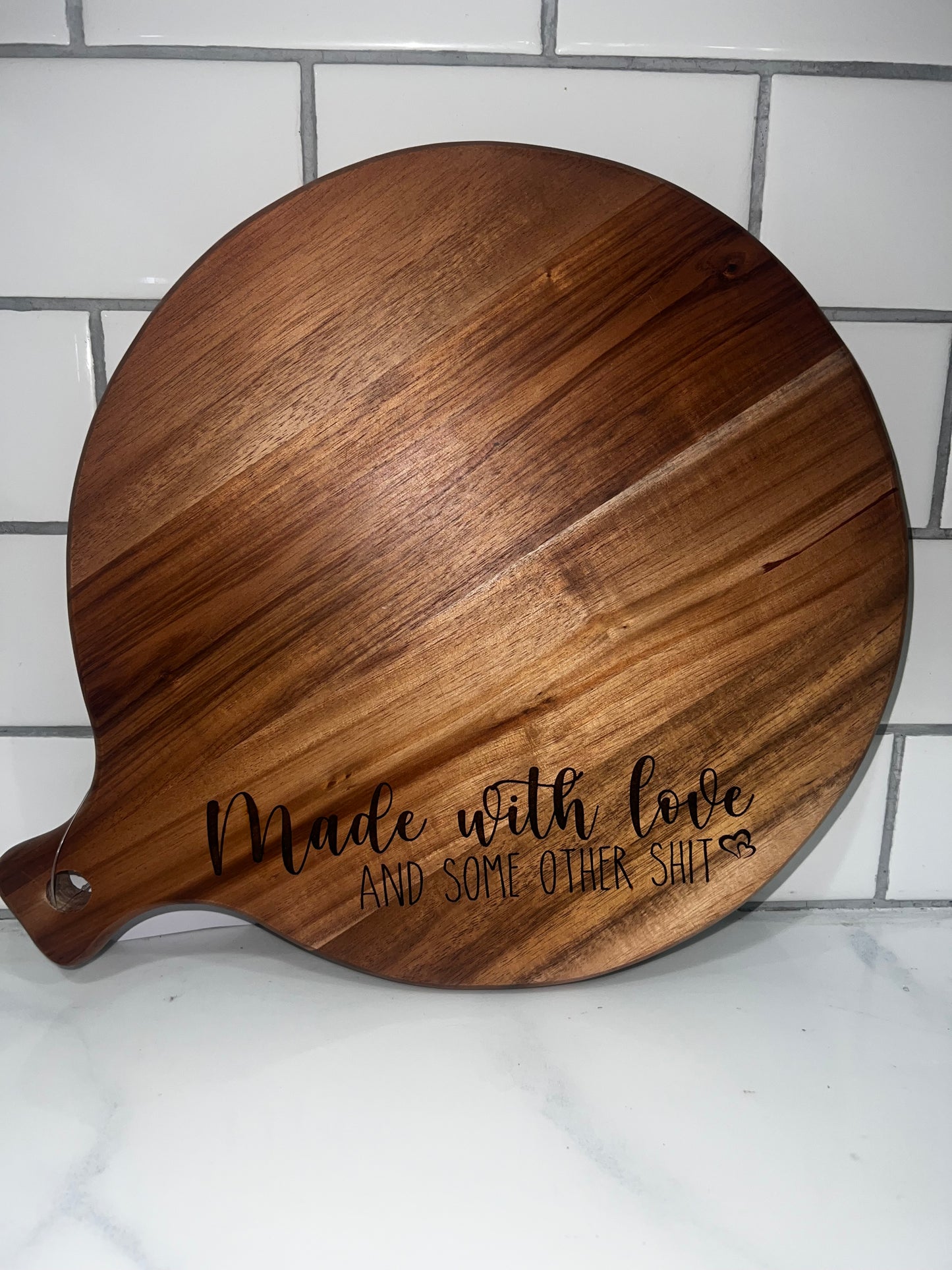 “Made with love and some other shit” cutting board