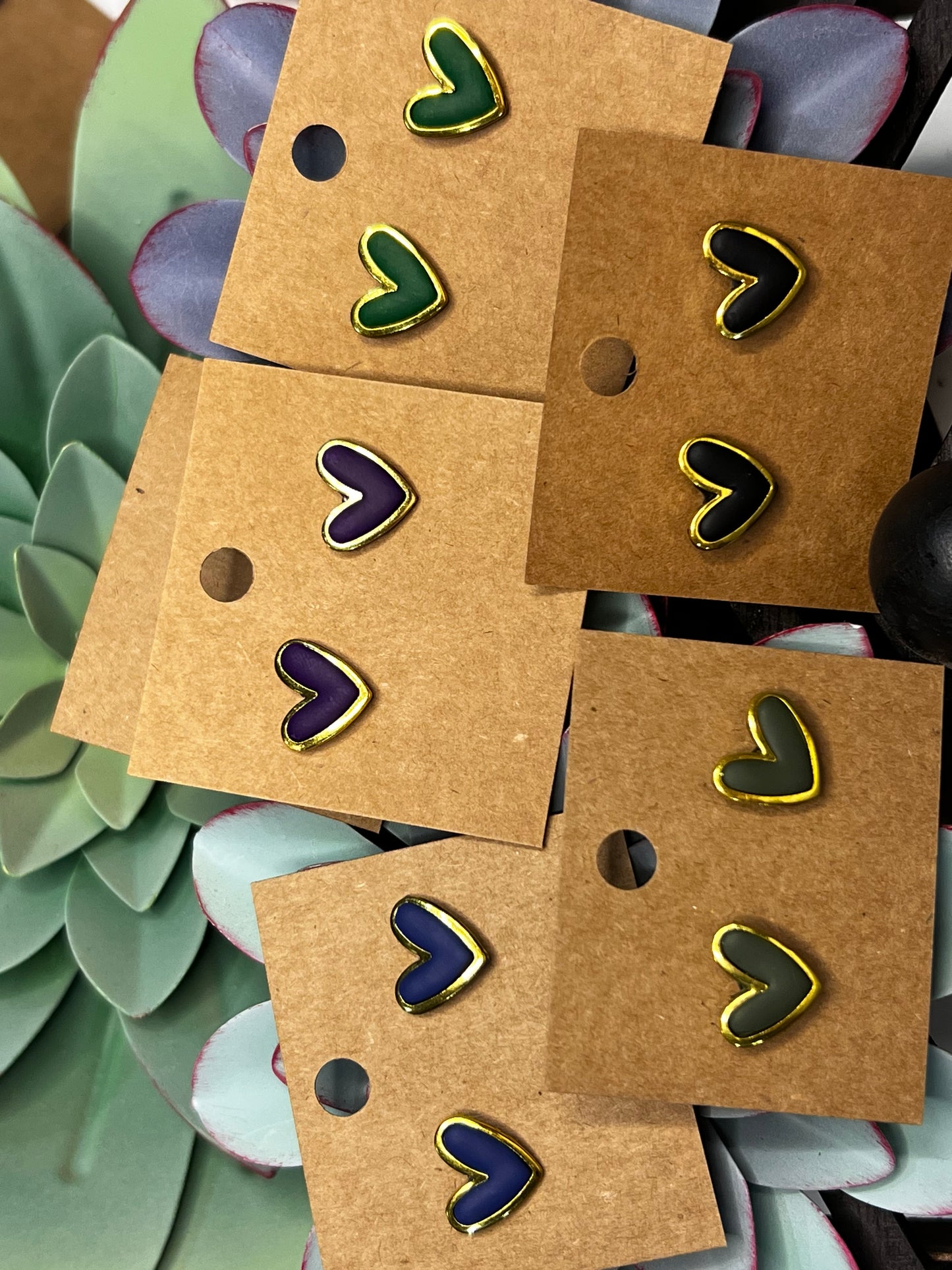 gold frame stud earrings