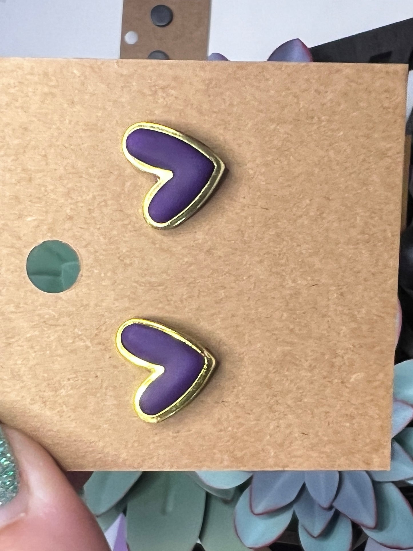 gold frame stud earrings