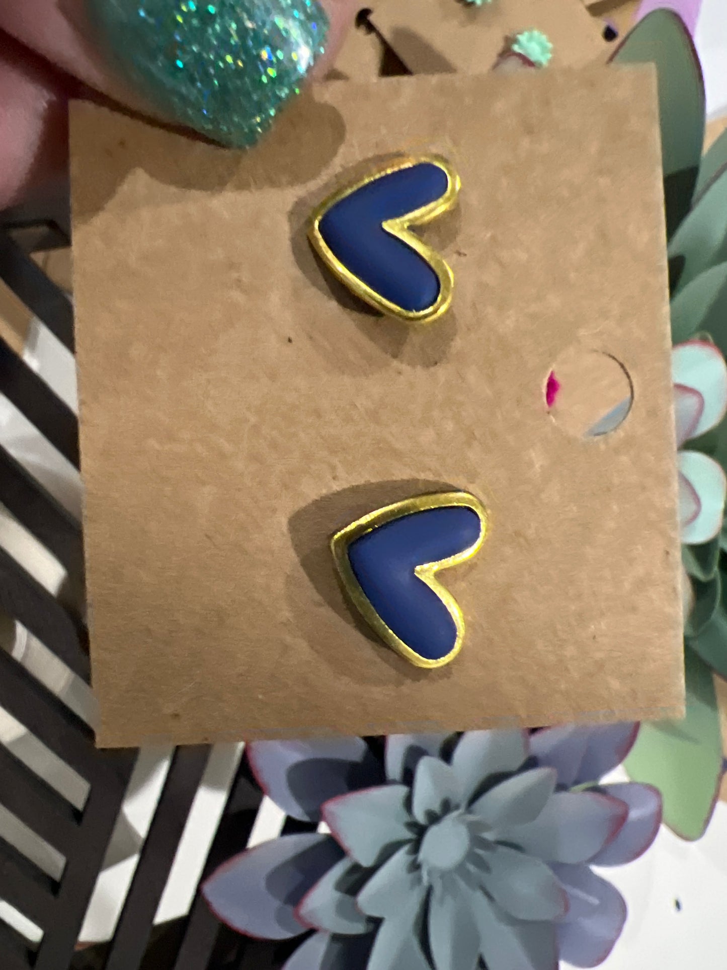 gold frame stud earrings