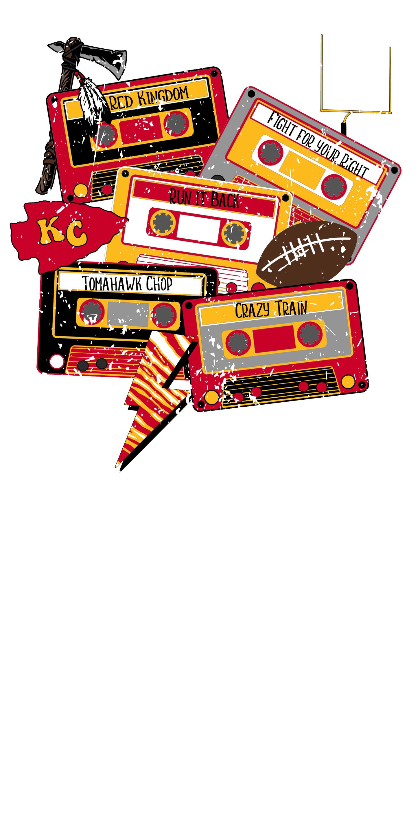 Chiefs distressed cassette DTF Print