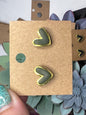 Army Green and gold heart studs