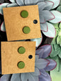 Army Green Circle Stud Earrings